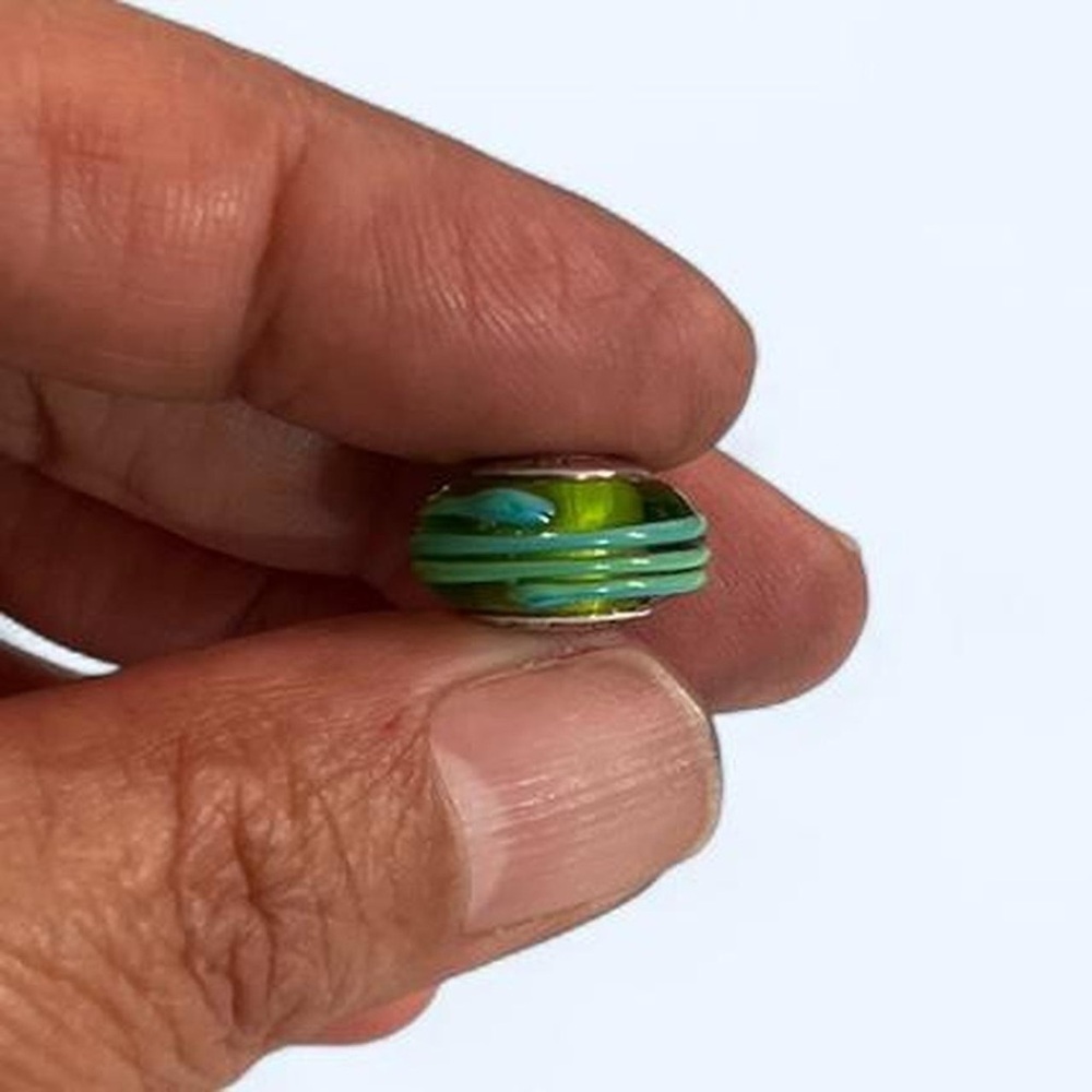 Pandora Murano Glass Green and Blue Charm - Picture 5 of 9